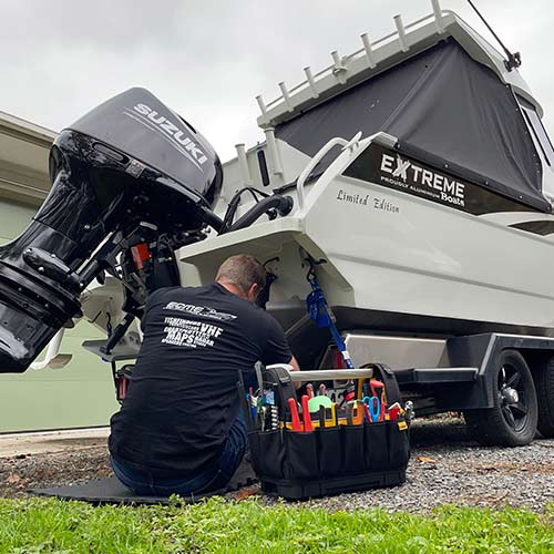 Installing a transducer on a Extreme boat.